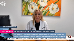 La Dra. Gracia Moreno en Canal Sur hablando sobre los riesgos de la medicina estética sin control médico